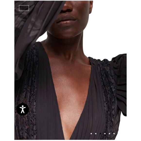 The Kooples Black Lace Detailed Dress Elegant Long Sleeves MSRP $415 - Picture 8 of 14